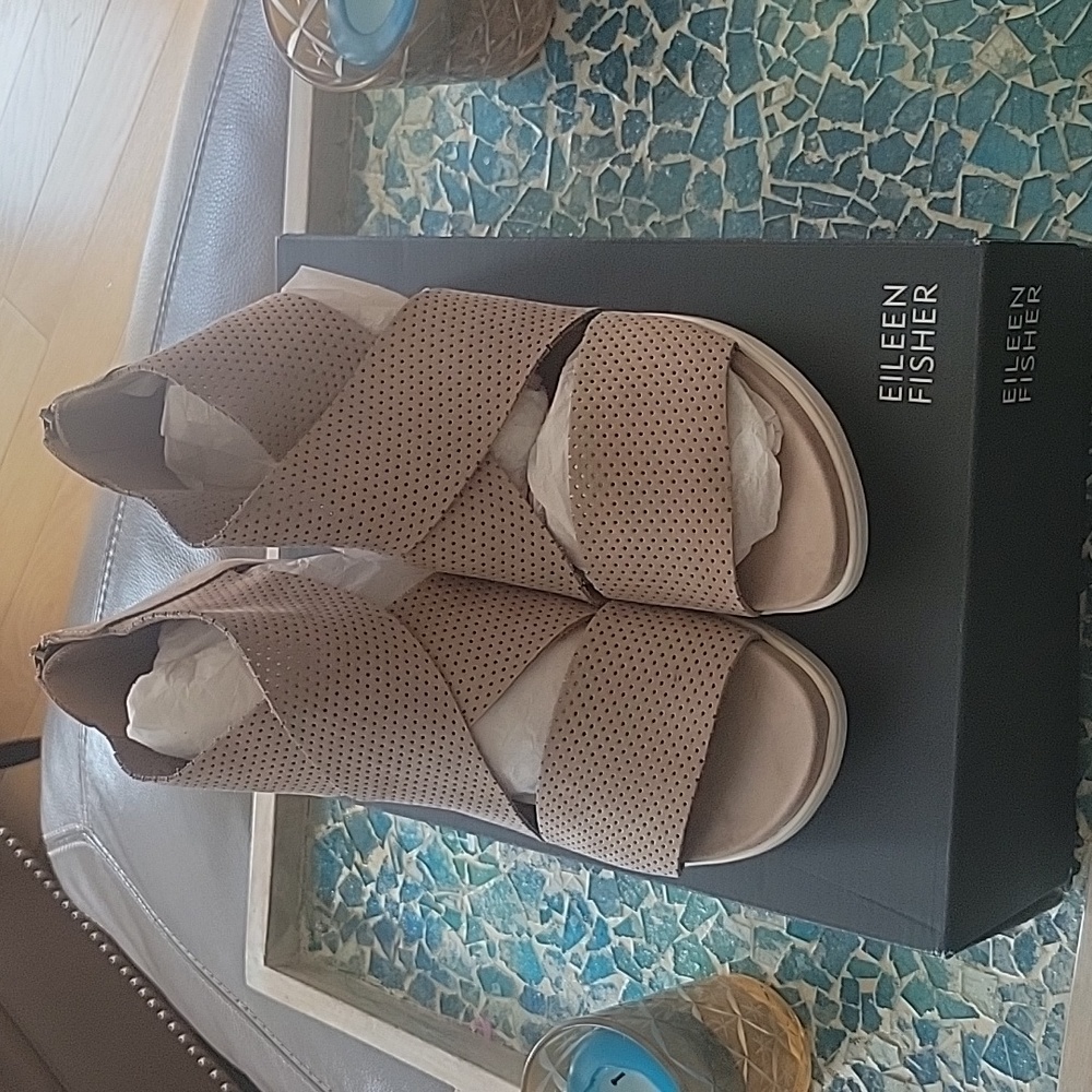 Eileen Fisher Voice Nubuck Sandal in Earth